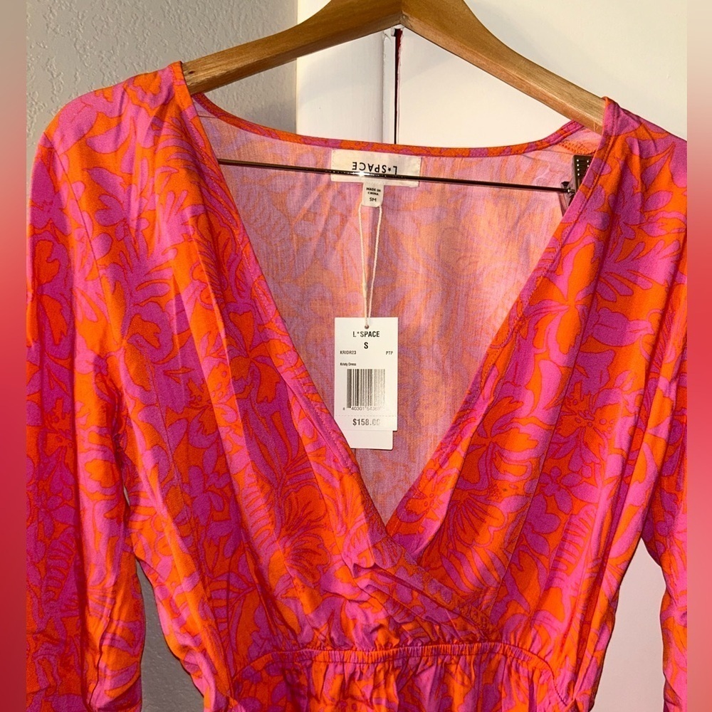 L Space Kristy Long Sleeve Faux-Wrap Cover-Up Dress Path to Paradise - Picture 5 of 11